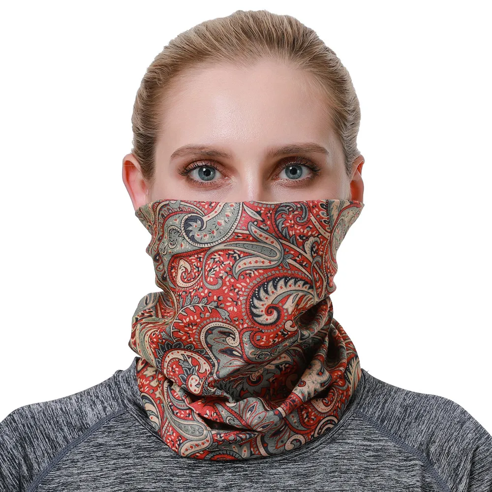 Multi Use Sports Headband Paisley Pattern Design Seamless Face Bandana Cycling Head Scarf Balaclava Tubular Kerchief For Women