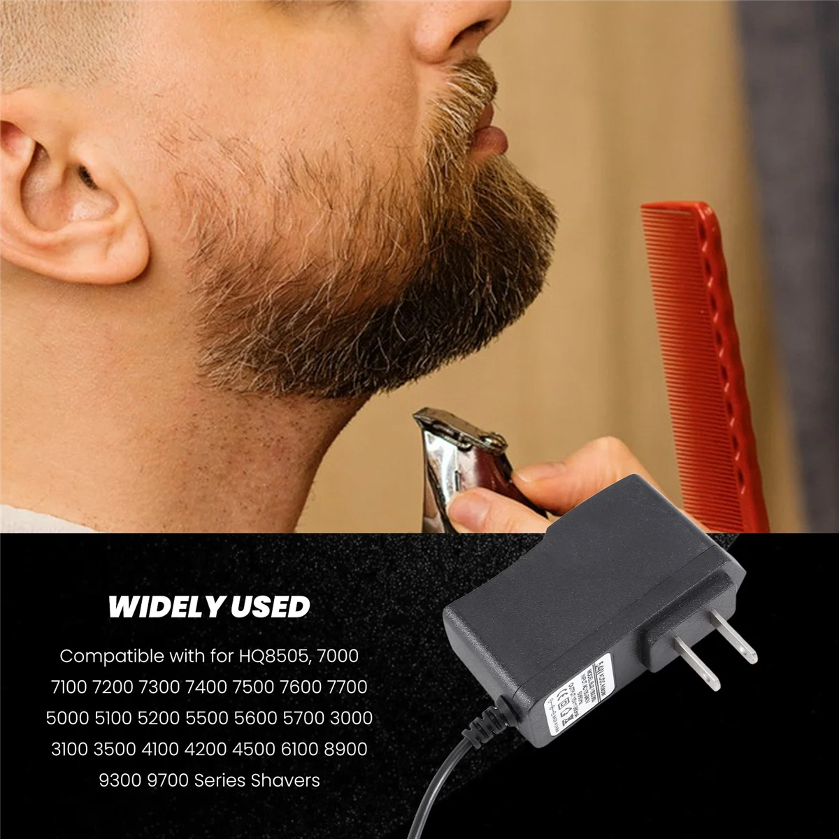 For Philips-HQ8505 Norelco 7000 5000 3000 Series Electric Shaver, Beard Trimmer Adapter Power Cord US Plug image 4