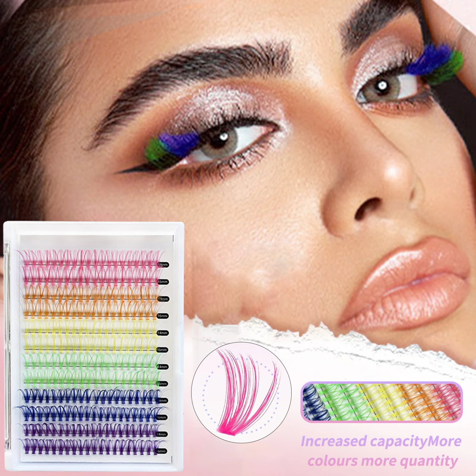 

Mixed Color Wispy Fake Eyelashes 12rows Natural Colorful Lash Extension Kit False Eyelash Individual Lashes For Party Makeup