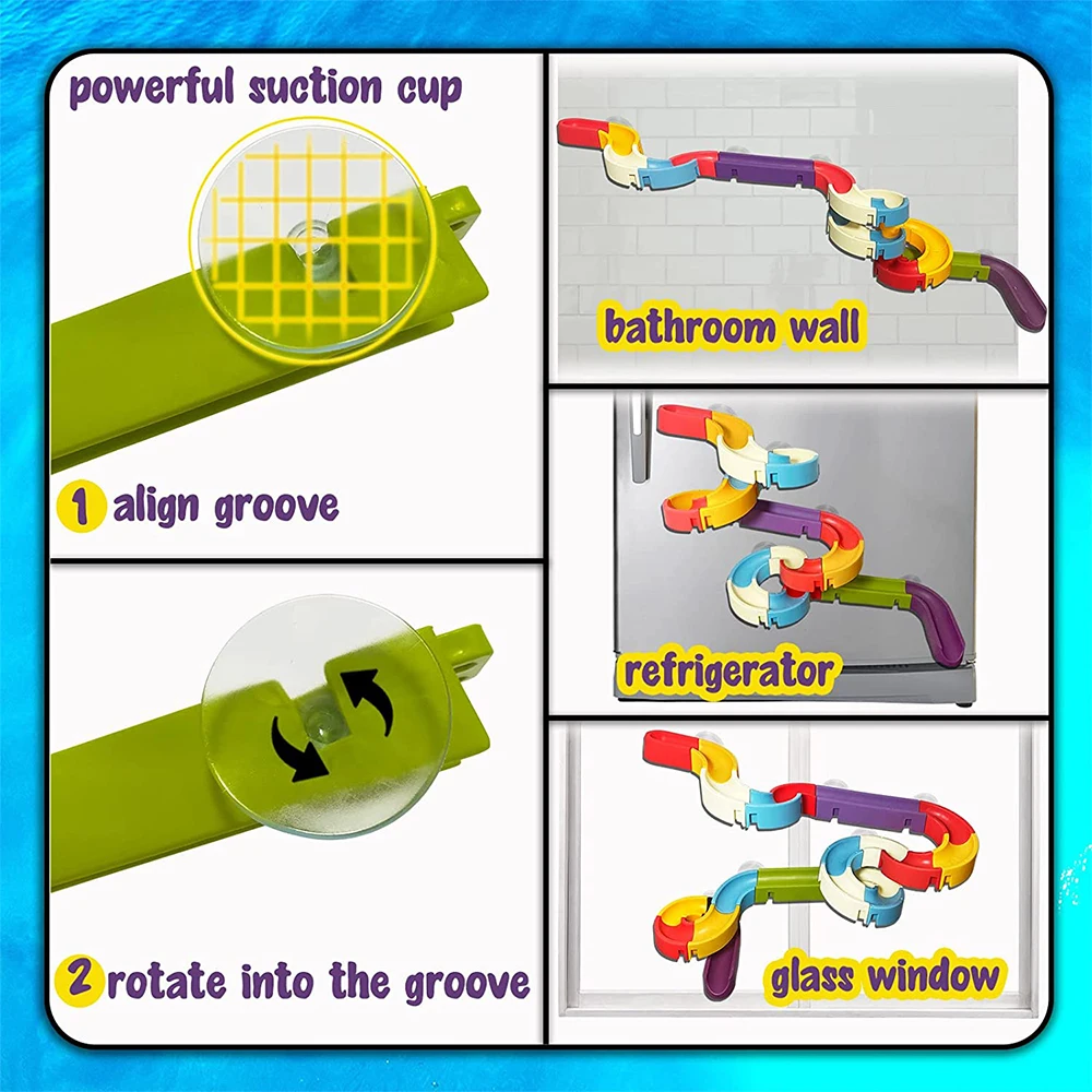 Bath Toys for Kids DIY Assembling Track Slide Suction Wall Bathtub for Toddlers Baby with Duck Shower Water Gifts for Children