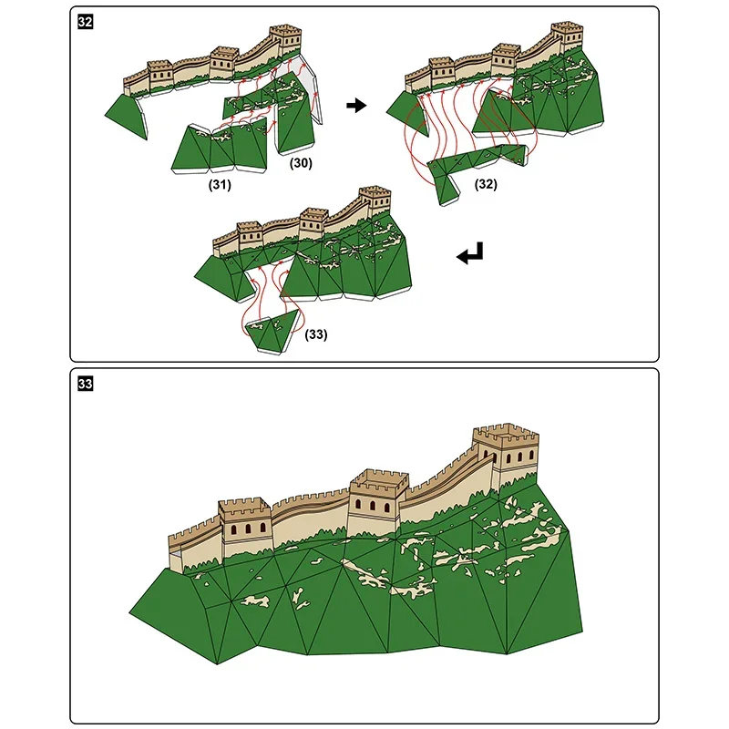 Grande Muraglia della Cina Mini Modello di carta 3D Casa Papercraft Arte fai da te Origami Costruzione Adolescenti Giocattoli artigianali fatti a mano per adulti QD-197