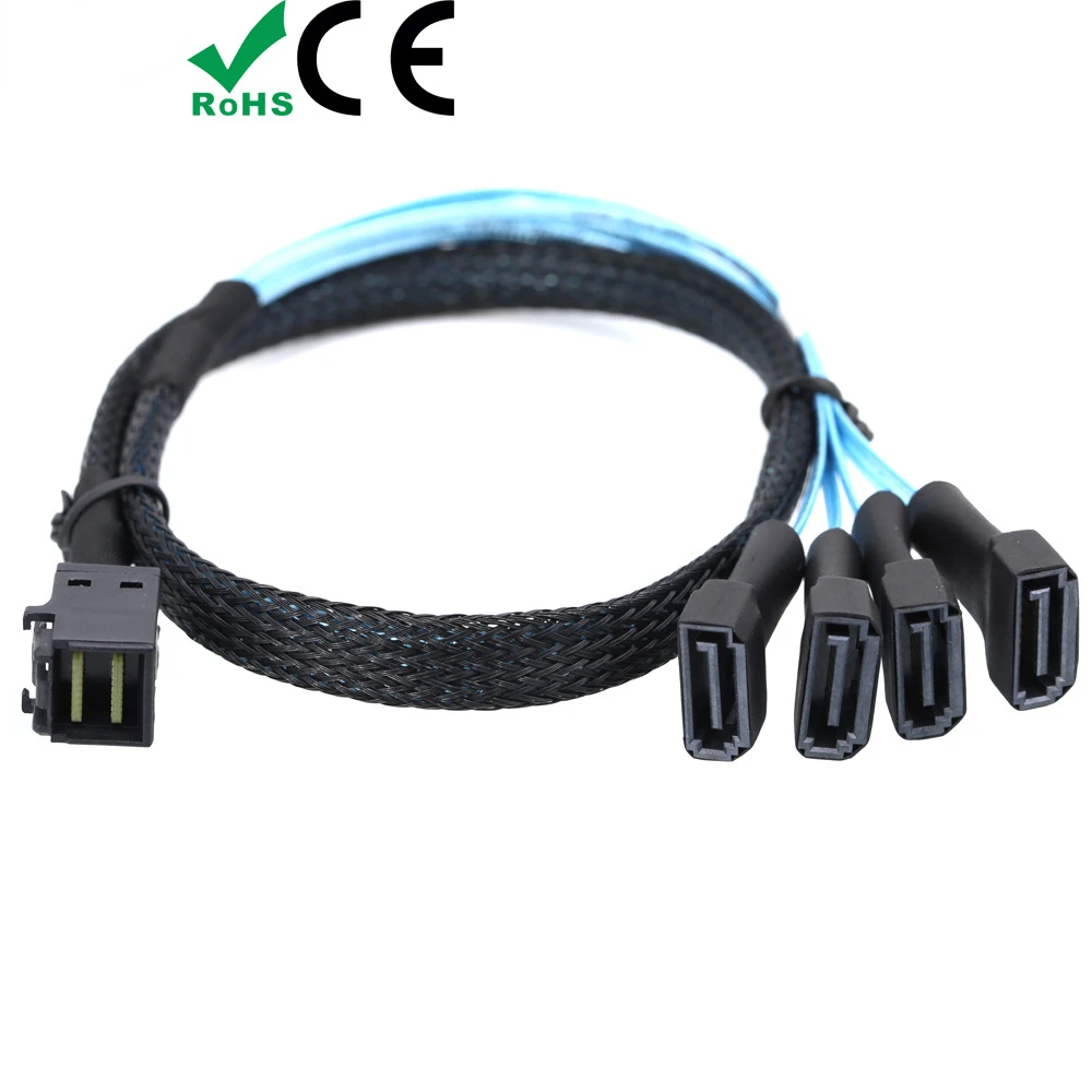 Internal Mini SAS HD SFF-8643 Cord To 4 SATA 7P Male Server Cable