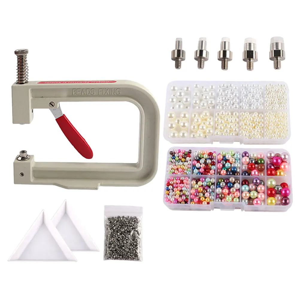 

1Set Manual Beading Machine Pearl Fixing Tool Durable ABS Iron Rubber DIY Accessories Setting Pearls on Clothes Hats Bags