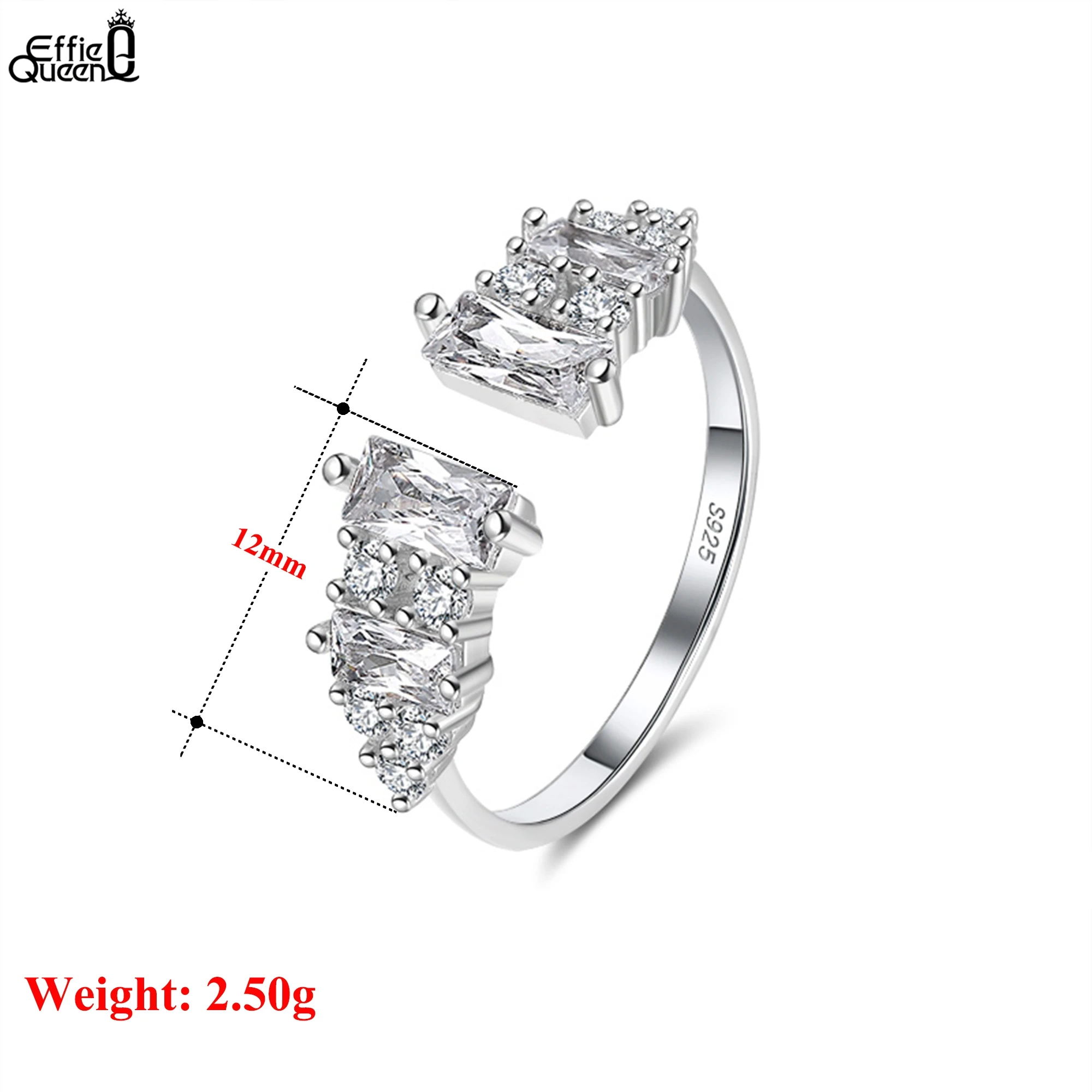 

Effie Queen Enchanting 925 Sterling Silver Open Ring Featuring a Elegant Water Drop Zirconia, Exquisite Jewelry for Women SR215