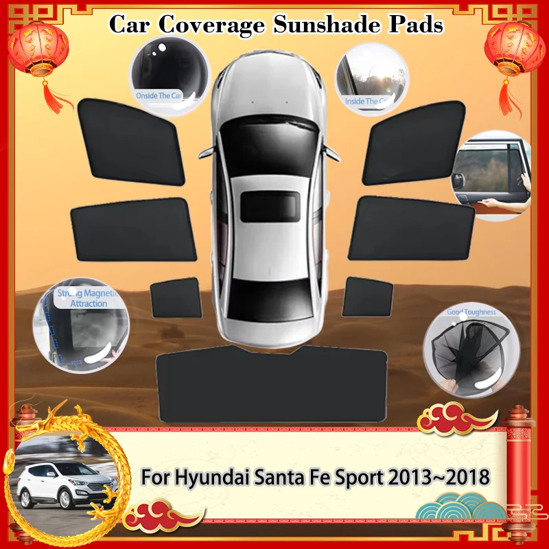 

Для Hyundai Santa Fe Sport DM SWB MK3 2013 ~ 2018 2014 2015 солнцезащитный козырек магнитный солнцезащитный козырек блокирующий штор конфиденциальность затенение авто