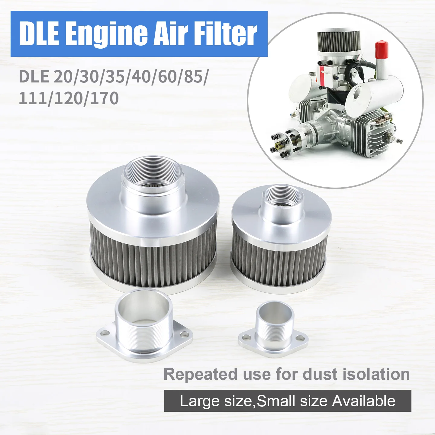 

DLE 20/30/35/40/60/85/111/120/170 Engine Air Filter for Fixed-Wing Drones, Dustproof For GAS DA 3W NGH RCGF Zenoah