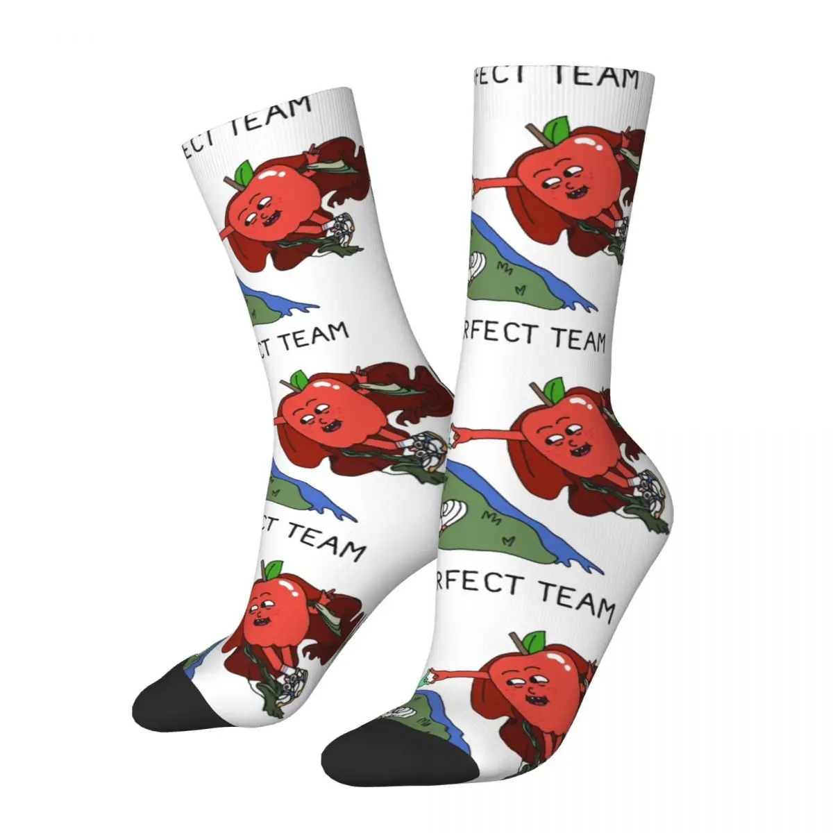 Funny Crazy compression The Perfect Team Sock for Men Hip Hop Harajuku Apple And Onion Happy Quality Pattern Printed Boys Crew