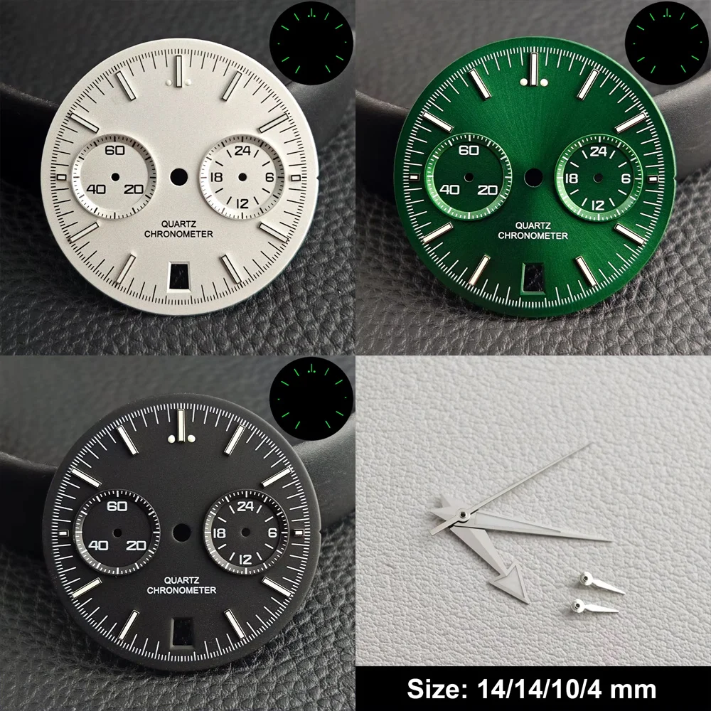 32,5 mm Durchmesser, grün leuchtendes Zifferblatt für VK64-Uhrwerk, Zubehör, Uhrenteile für Armbanduhren