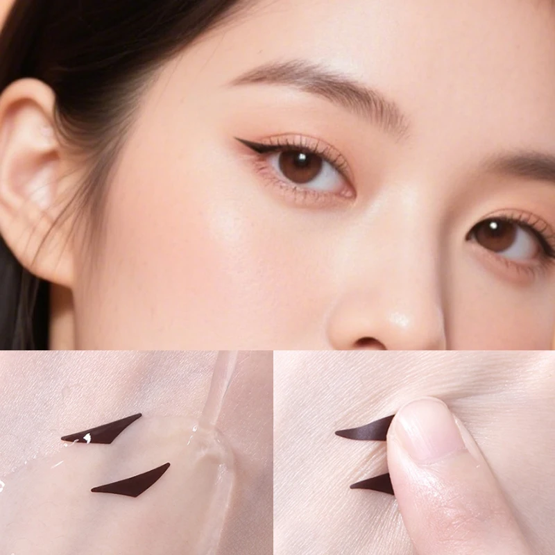{MX} 140 stks/doos Waterdichte Eyeliner Stempel Stickers Met Handvat One-stick Molding Eyeliner Stempel Voor Beginner Tekening eyeliner