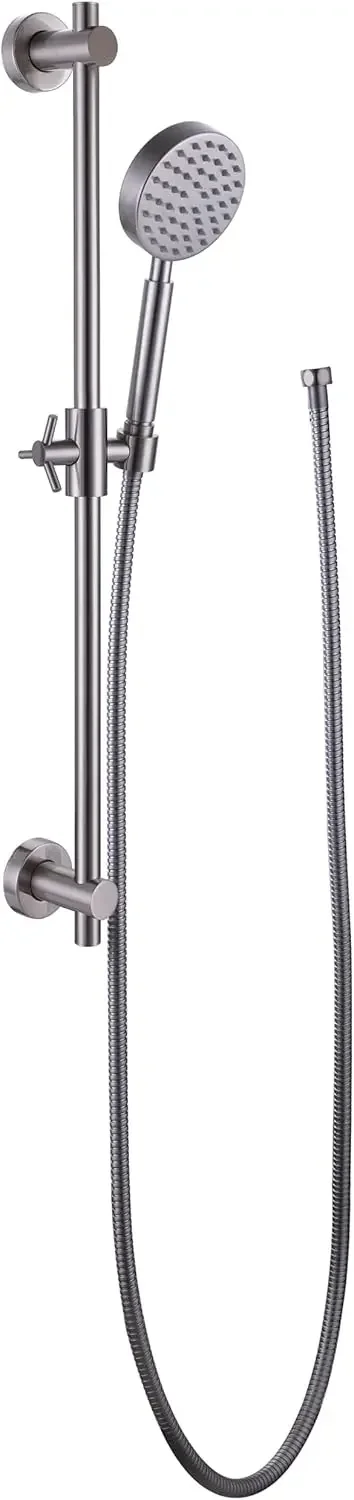 

HammerHead Showers® ALL METAL 27.5 Inch Shower Slide Bar Set and Handheld Shower Head with Hose — BRUSHED NICKEL — 2.5 GPM High