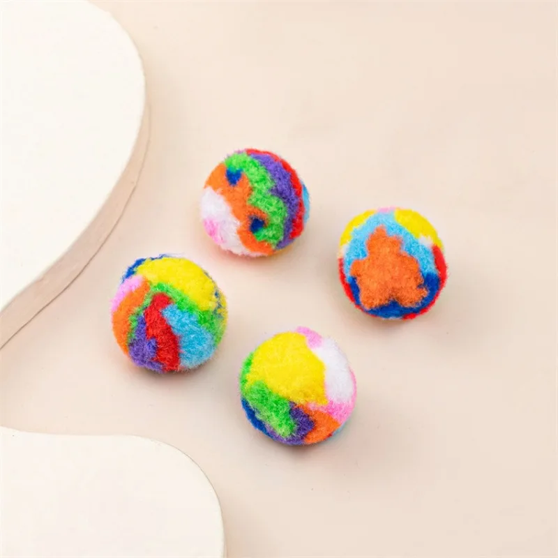 10Pcs Soft and Durable Polyester Plush Ball Cat Toy Lightweight 3.5cm Diameter, Resilient and Chew-Resistant New Kitten Cat Toys