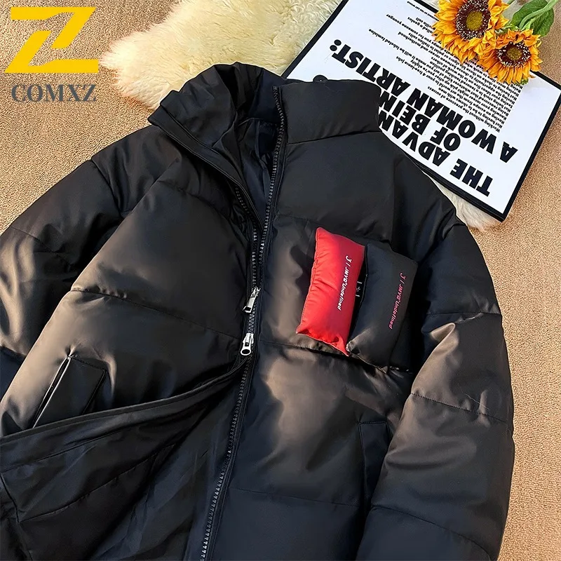 

COMXZ Мужская стеганая куртка Ветрозащитная морозостойкая зимняя лыжная модная классическая хлопковая стеганая куртка с воротником-стойкой Легкая хлебная куртка