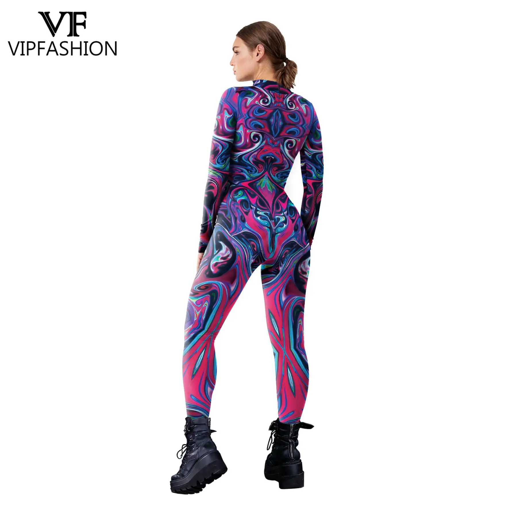 VIP FASHION Halloween Cosplay Costumes Carnival Performance Zentai Sexy Slim Jumpsuit Catsuit Bodysuit Fancy Dress