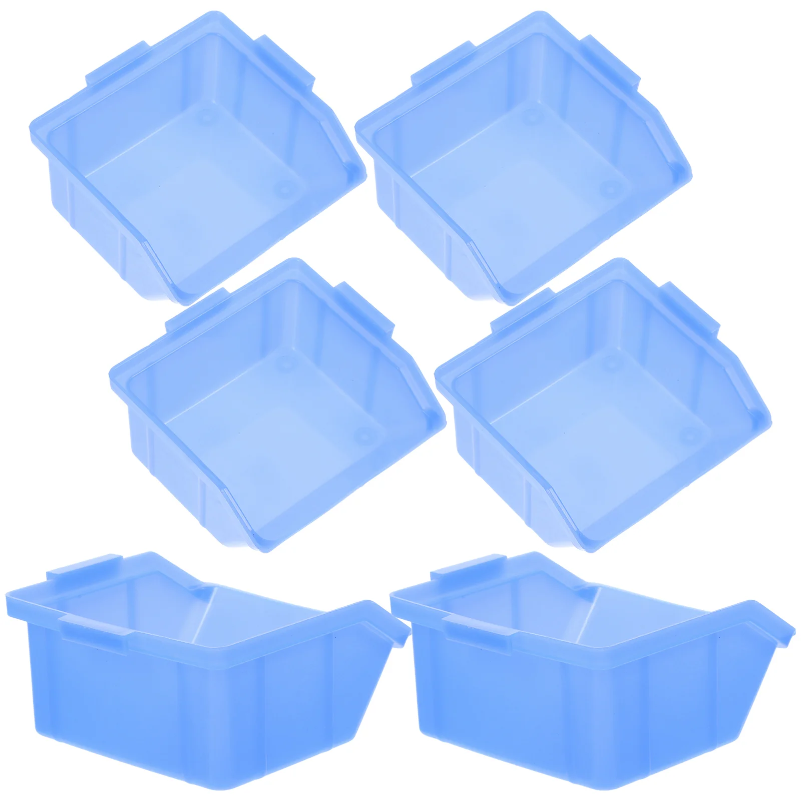 6 Pcs Storage Crate Hardware Accessories Box Warehouse Supplies Bins Organizer Container Case Blue