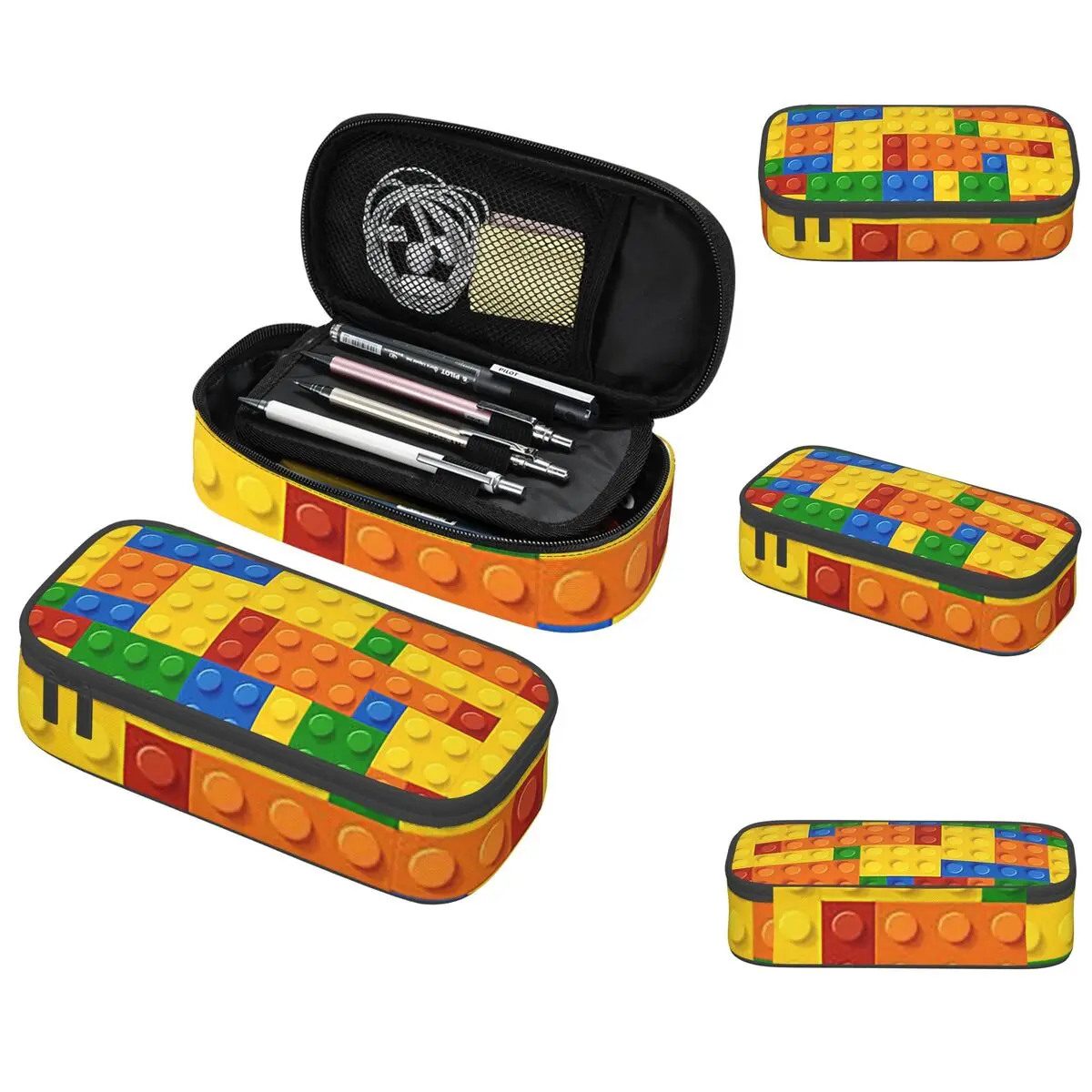 Building Blocks Construction Brick Pencil Case for Students School Pen Box Pencil Bag Stationery Supplies Pen Holder Bag