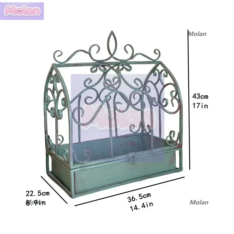 

American retro outdoor rust-proof wrought iron bird cage tray flower stand courtyard balcony green plant flower room bracket wed
