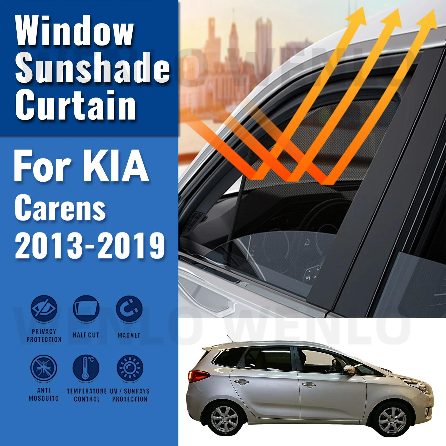 

For KIA Carens 2013 2014 2015 2016 2017 2018 2019 Magnetic Car Sunshade Front Windshield Curtain Rear Side Window Sun Shade