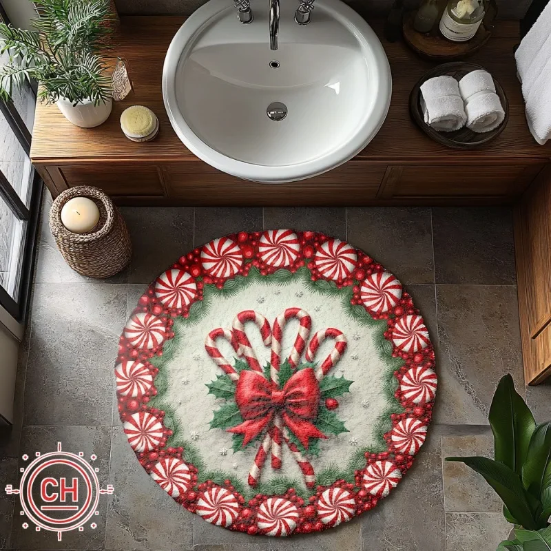 Flannel Area Carpet Christmas Peppermint Candy Rug Soft Fluffy Cozy Hypnotic Swirl Spiral Pattern Living Room Floor Mat