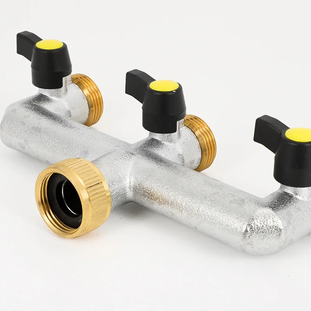 3 Way Y-Distributor With 3 Stopcocks Brass Hose Splitter 3/4 For Garden Watering Irrigation Water Connector Distributor