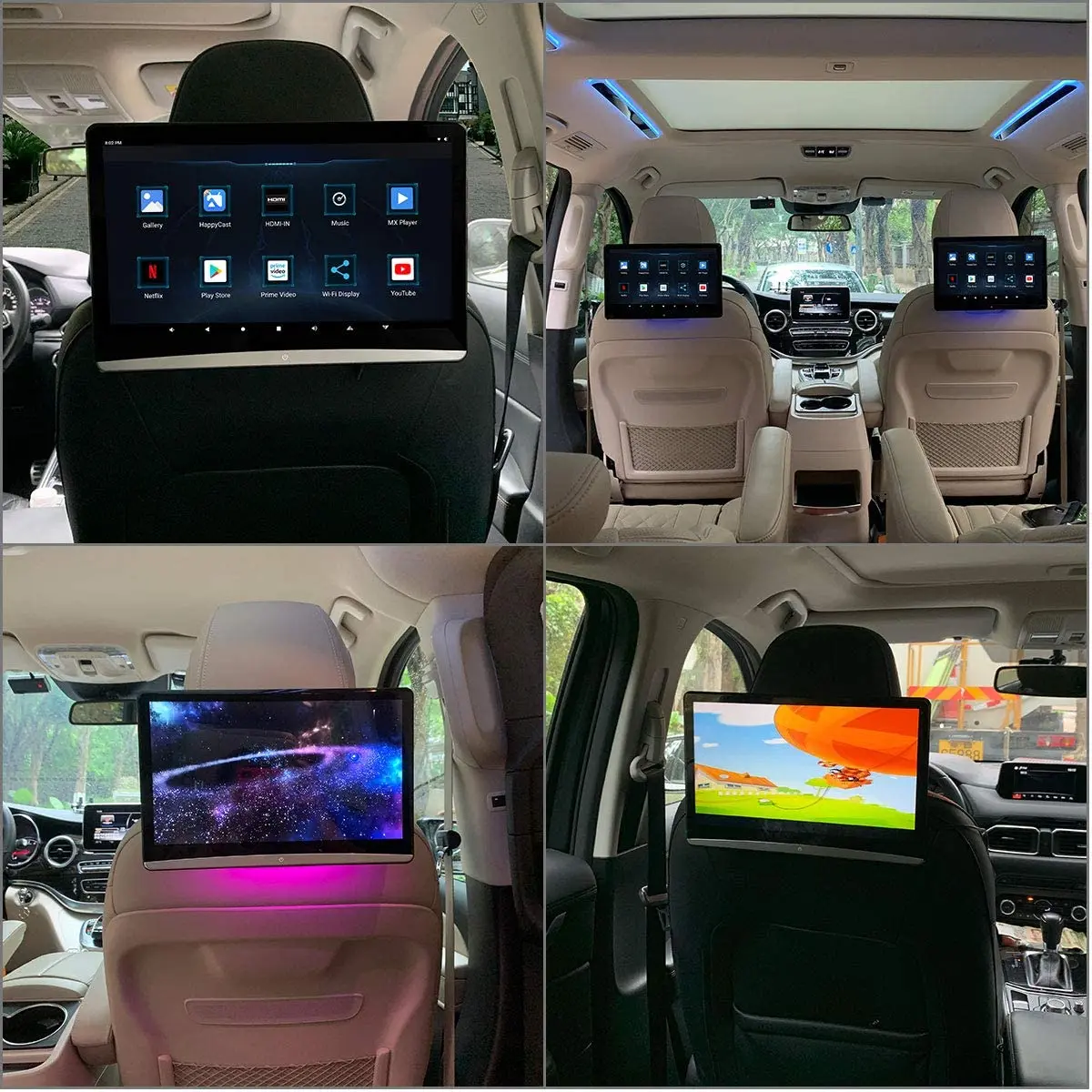 13.3 Inch Car TV Headrest Monitor Android 12.0 4K Display 1080P Touch Screen 4+64G Tablet Video Player BT/WiFi/USB/SD/HDMI/FM