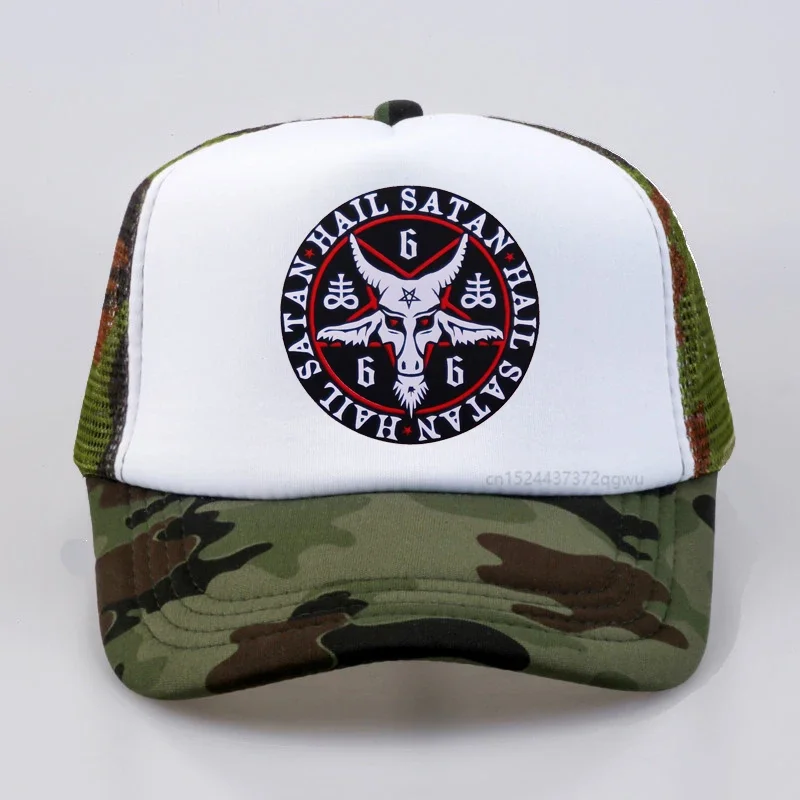 Hail Satan cap for men Pentagram rock goth unholy satanic punk baseball cap Satan Satan Baphomet Goat in Pentagram Unholy hat