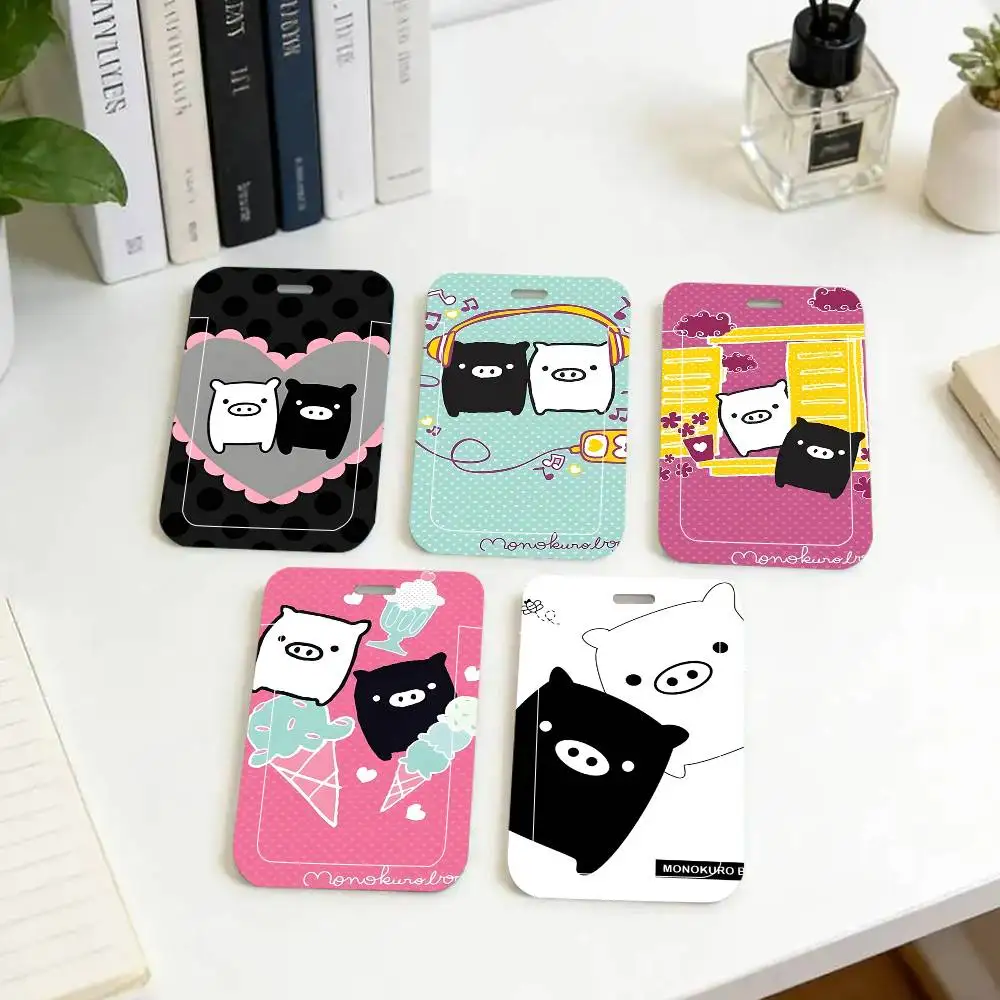 1pc Cartoon Cute M-monokuro Boo ID Card Sleeve School Card Access ID Card Bus Meal Card Protective Sleeve Easy Push