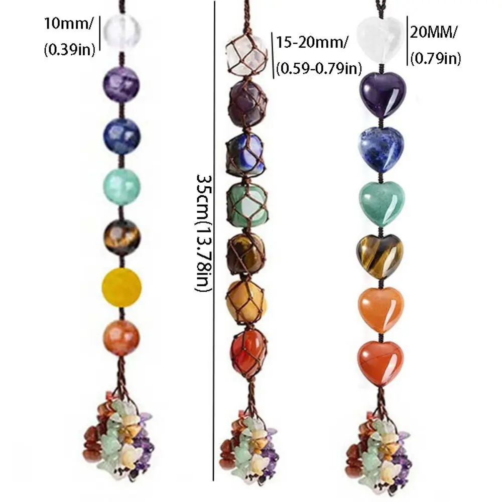 7 Chakras Crystal Hanging Ornament Mysterious Handmade Car Hanging Pendant Charming Natural Stone Ornaments Wall Decor