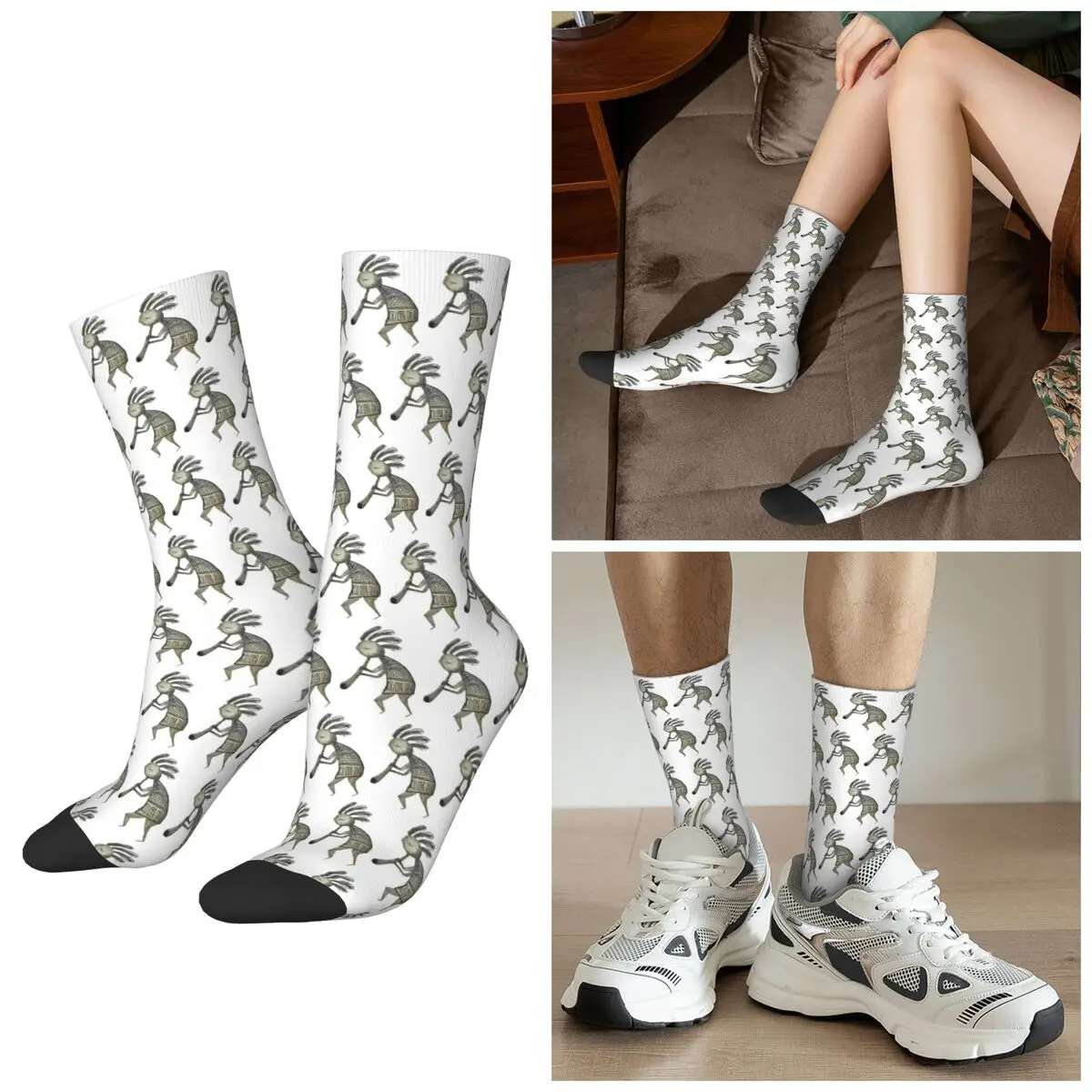 

Носки All Seasons Indigenous Native American Kokopelli Flute Echoes, спортивные носки средней длины в стиле Харадзюку, носки в стиле хип-хоп