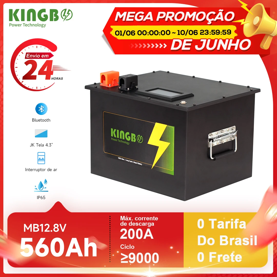 【Do Brasil】 Kingbo 4PCS 3.2V EVE105Ah Lifepo4 Bateria Grau A, Bateria de armazenamento de  3