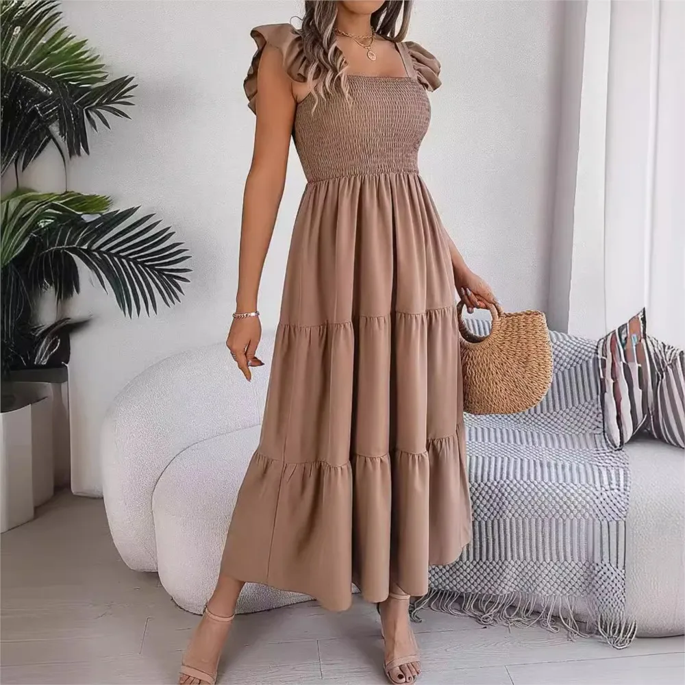 2025 Women Maxi Dress Fashionable Elegant Summer Rose Red Lace Up Long Dresses Sexy Party Evening Dress Ro Abendkleider Vestidos