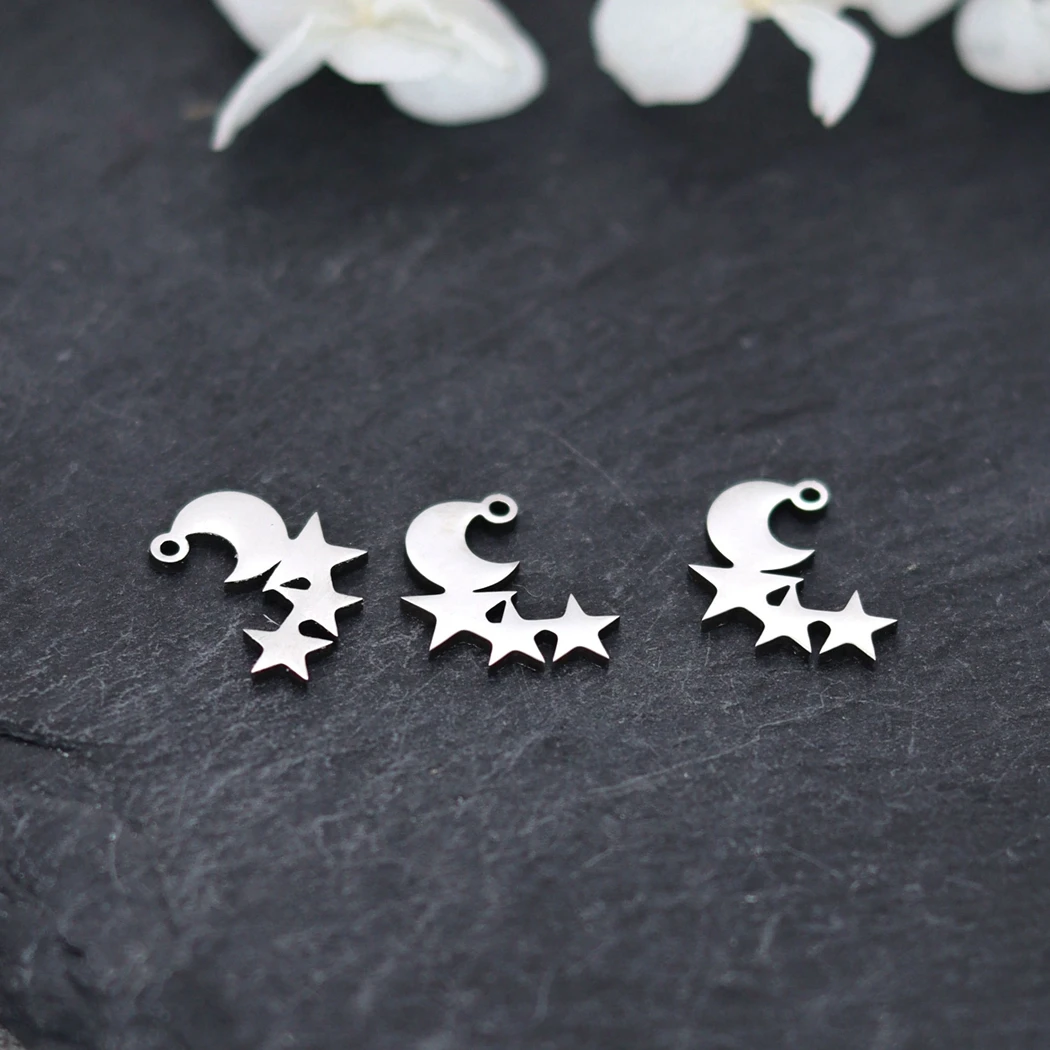 3pcs Star Moon Metal Charms Pendants For Making Pendants Necklaces Earrings DIY Handmade Jewelry Accessories