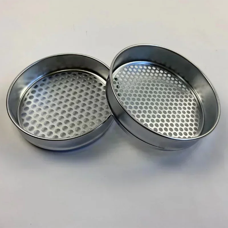 Dia 20cm Stainless Steel Net Soil Sieve Round Hole Sieve Dual Chrome Punched Frame Laboratory Test Sieve e