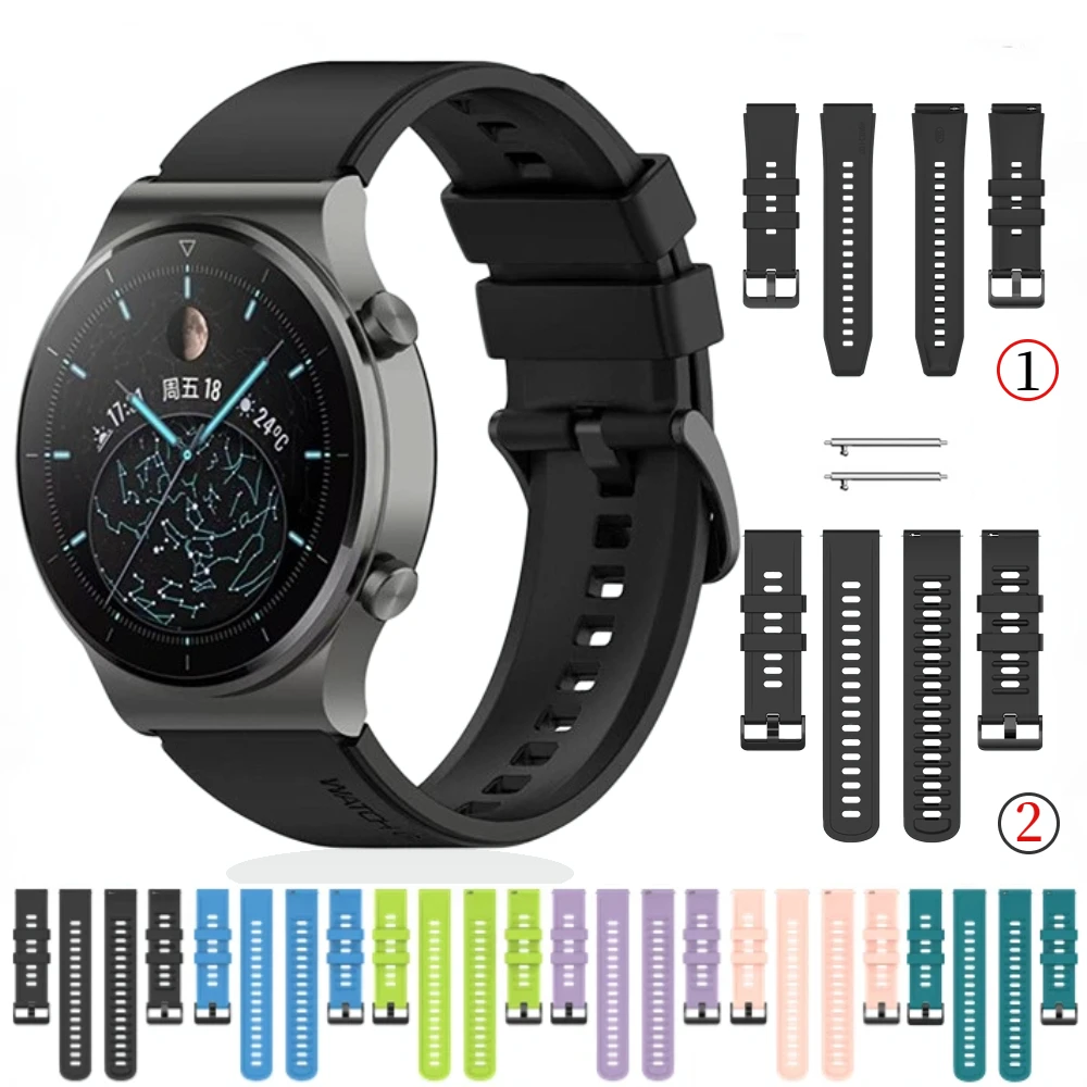 

22mm 20mm Silicone Strap for Huawei Watch 4/GT2-3/Pro Amazfit GTR4/GTS4 Bracelet Band Samsung Galaxy Watch 3/4/5 Active 2 Belt