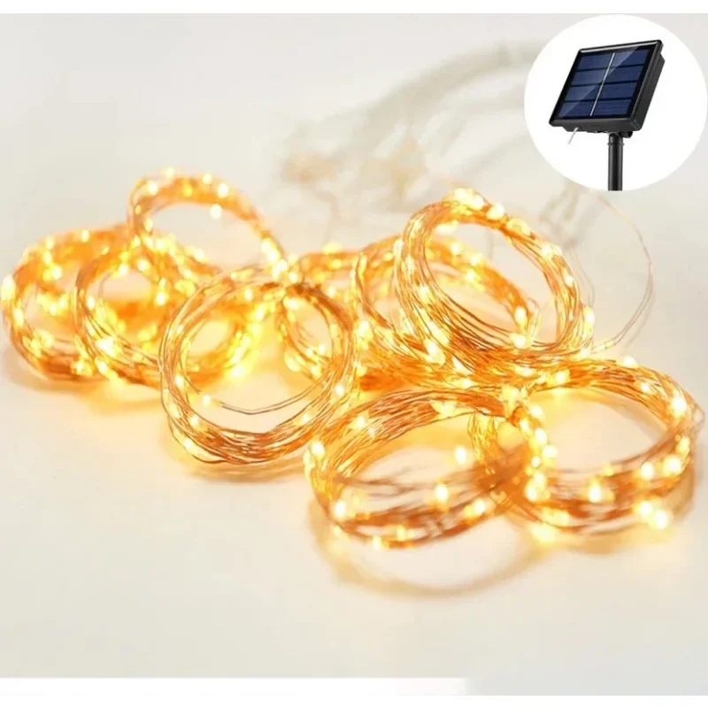 AlliLit LED Solar Curtain Fairy Lights Outdoor Waterproof Copper Wire Party Garden Yard Waterfall Garland Christmas Decoration