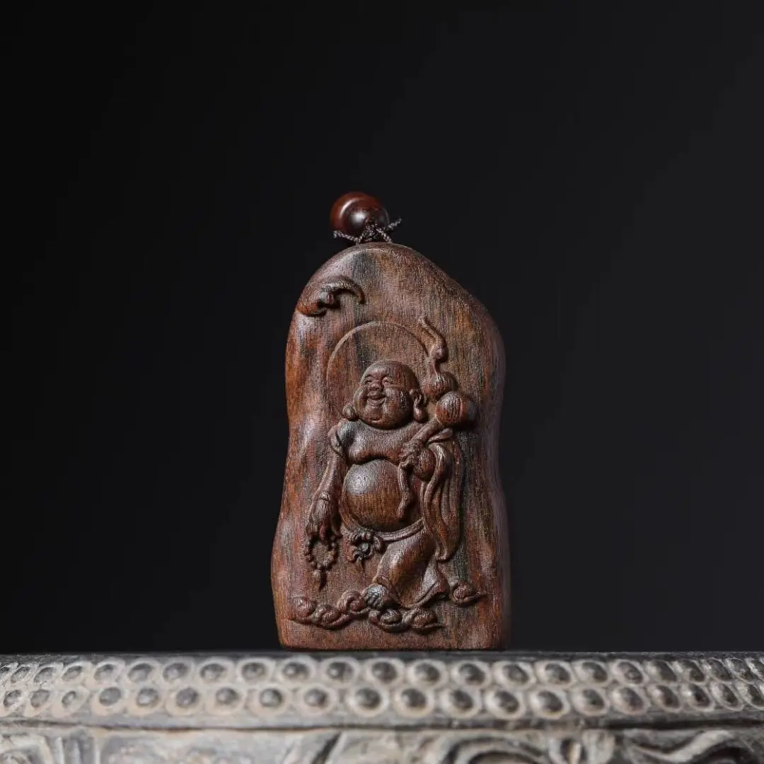 Dalagan Aquilarius Wood Carving Miller Maitreya Pendant Carved Pure Handmade Log Carved with Shape Pendant Solid Wood Ornaments