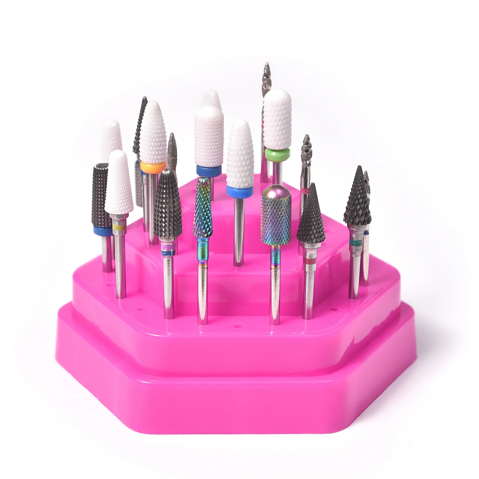 Nail Drill Bits Organizer Box 48 Slots Showing Shelf Plastic Dustproof Portable Empty Storage for Salon Nail Art Supplies