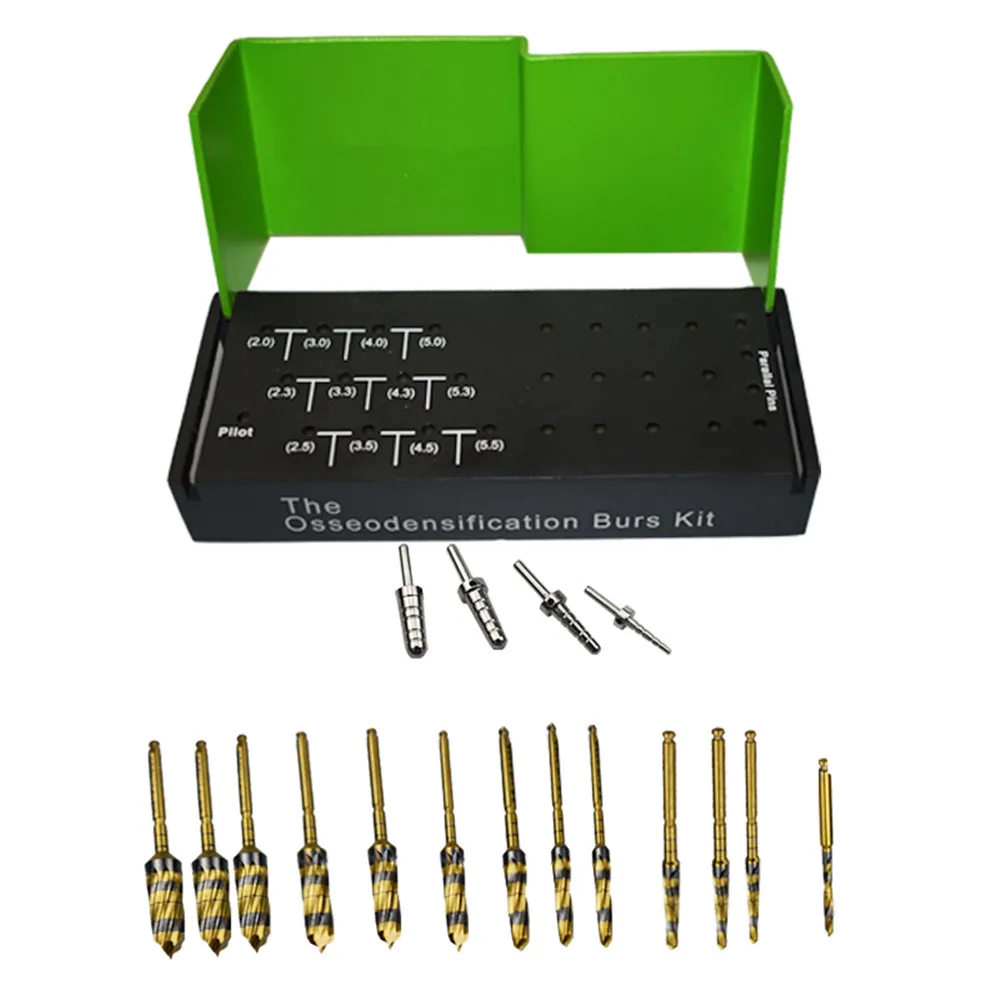 17pcs/Set Dental Osseodensification Bur Drills Dental Implant Green Kit Surgical