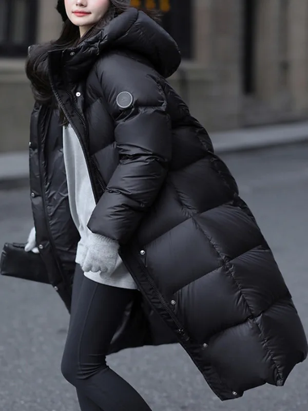 

Женская ультратонкая длинная пуховая куртка Thiened, белая, теплая, ветрозащитная, в корейском стиле, стандартный крой, для повседневной носки