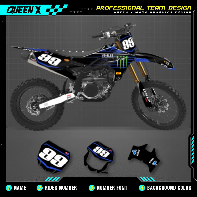 

QUEEN X MOTO для YAMAHA YZF250 19-23 YZF450 18-22 WRF450 19-22 WRF250 20-23 наборы наклеек с графикой мотоцикла на заказ