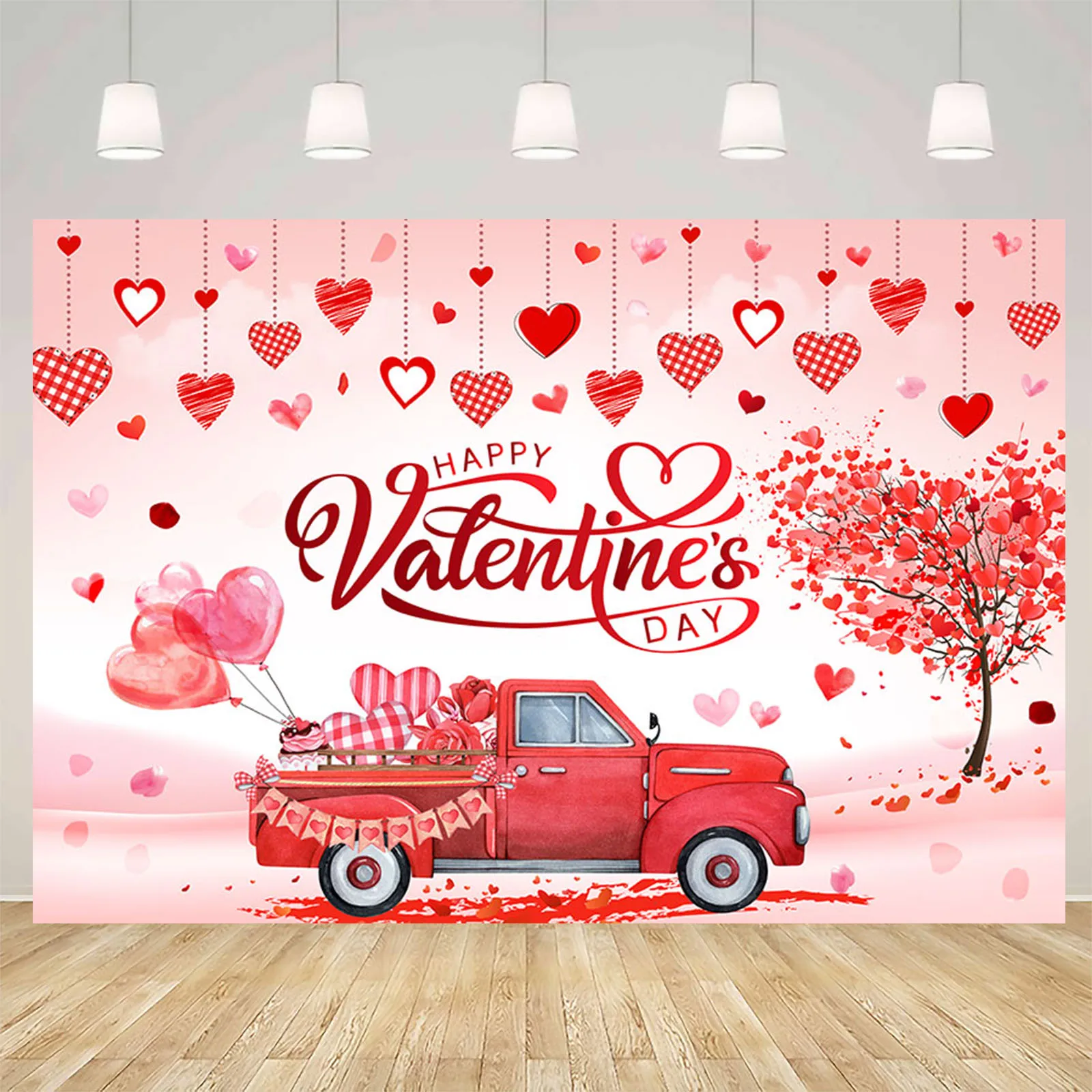 

Photography Background Red Flower Bus Heart Happy Valentine's Day Party Decorations Couples Lover Portrait Photo Studio Props