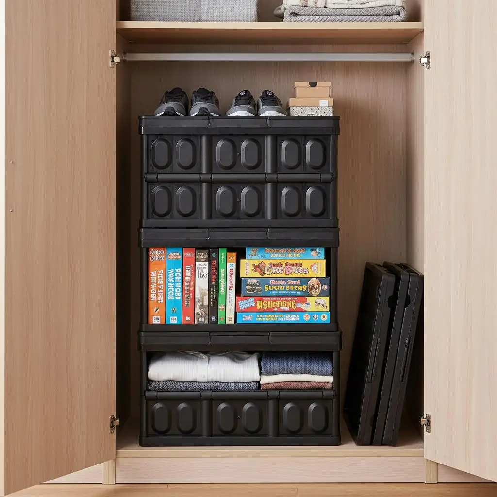 

Складные органайзеры-коробки 20.5"x14.2"x11.4" для спальни, гардеробной, кладовой, 45 л, 3 шт., прочные пластиковые контейнеры с защелкивающимися крышками, двойные стенки