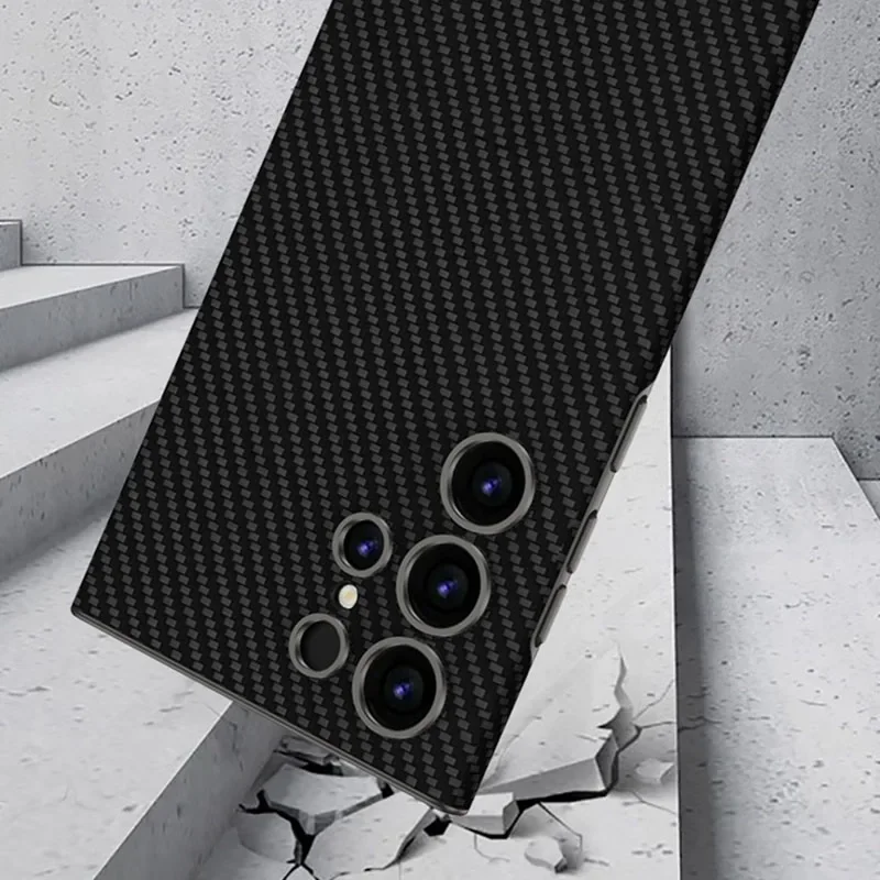 حافظة جلدية PU منحنية فاخرة لهاتف سامسونج جالاكسي S23 الترا غطاء إطاري صلب من البلاستيك لهاتف جالاكسي S24 الترا