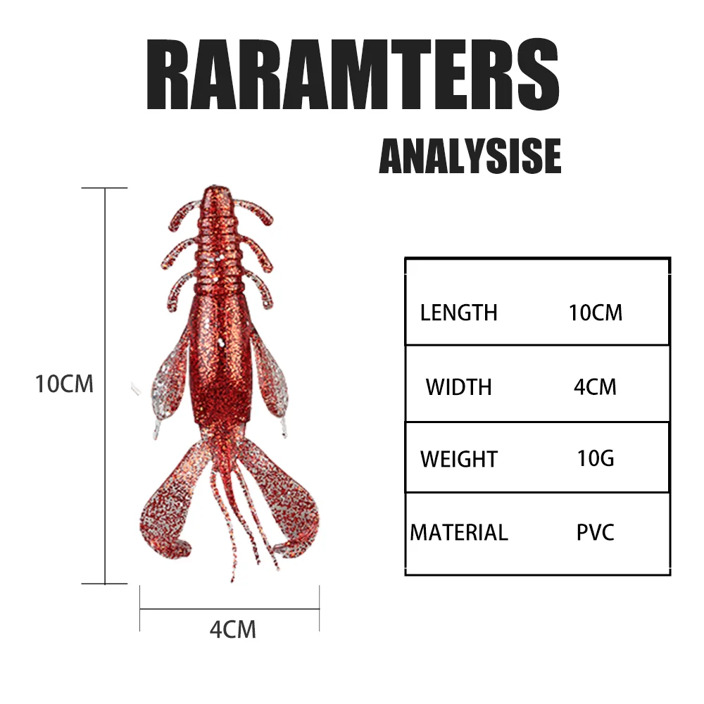 Freshwater Crayfish Soft Bait, Weedless Tear-Resistant Lure, Multiple Colors Available