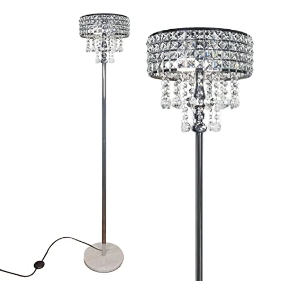 

Modern K9 Clear Glass Crystals Floor Lamp, On/Off Foot Switch, Crystal and Glass 3-Lights Standing Light, Reading Corner Lamp f