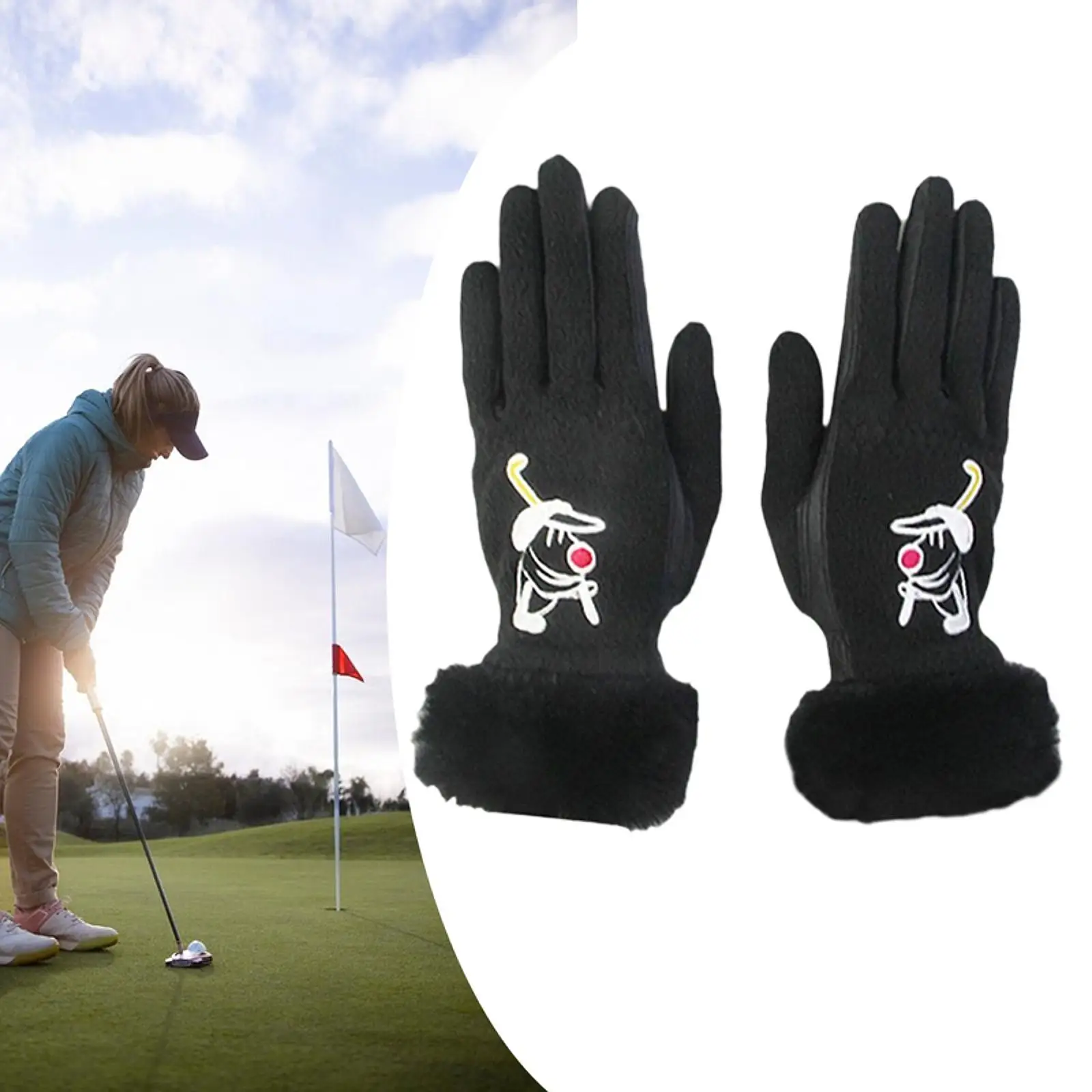 Gants de golf coordonnants pour sports d'hiver, mitaines d'entraînement chaudes, vélo, randonnée, golf Putting 506, extérieur, 1 paire