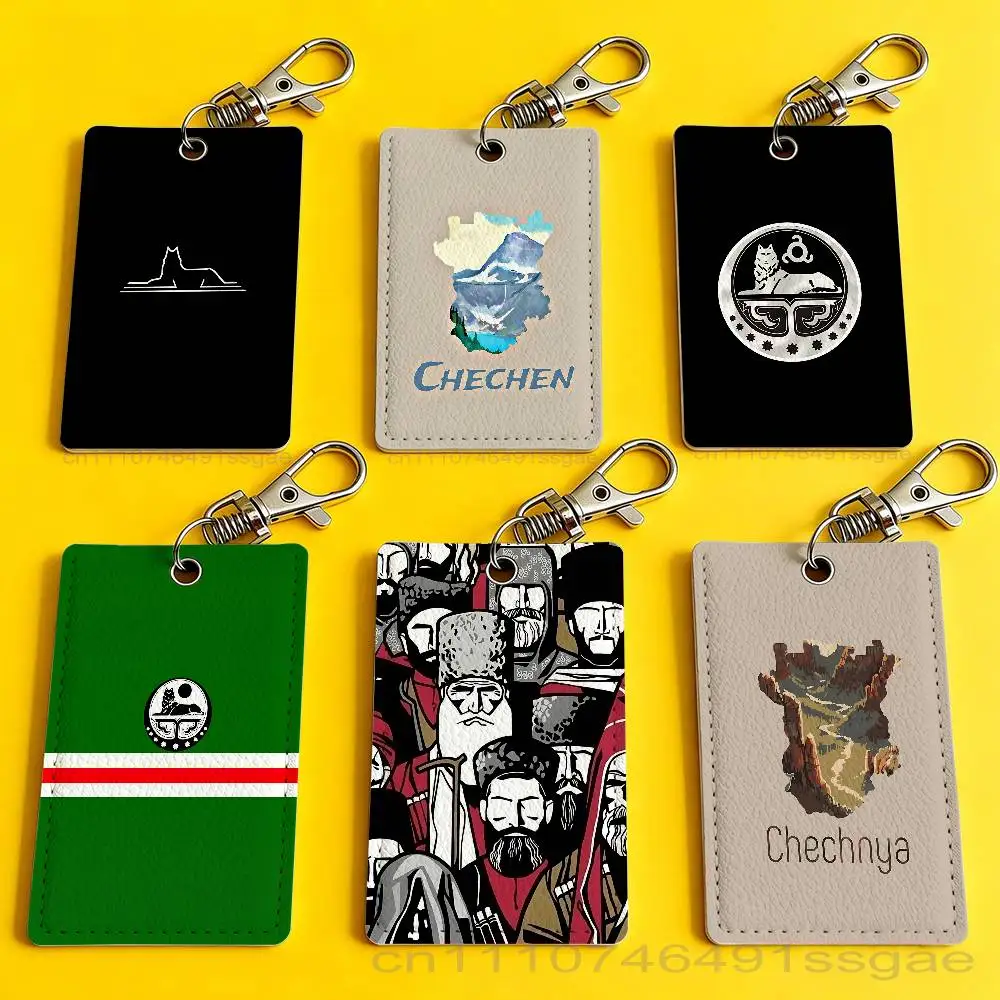 

Chechen Coat Of Arms Card Holder Men And Womenn Universal Antirust Keychain Learther Access Drop Key Tag Ring