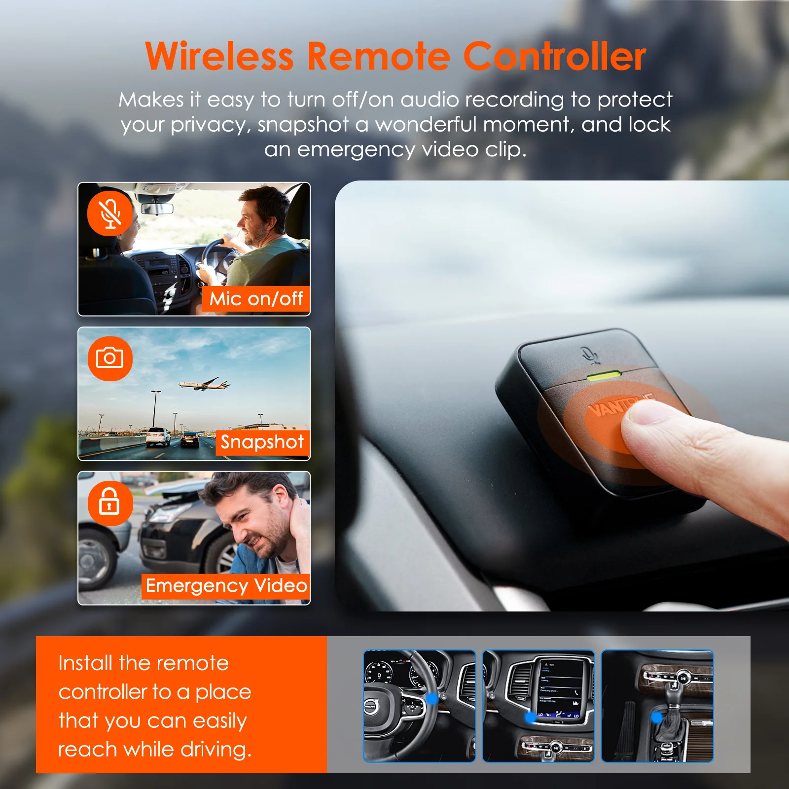 Vantrue E1 Lite Mini Dashcam 1080P WiFi caméra de tableau de bord avec application gratuite commande vocale 24H Mode de stationnement prise en charge 512GB Max  34