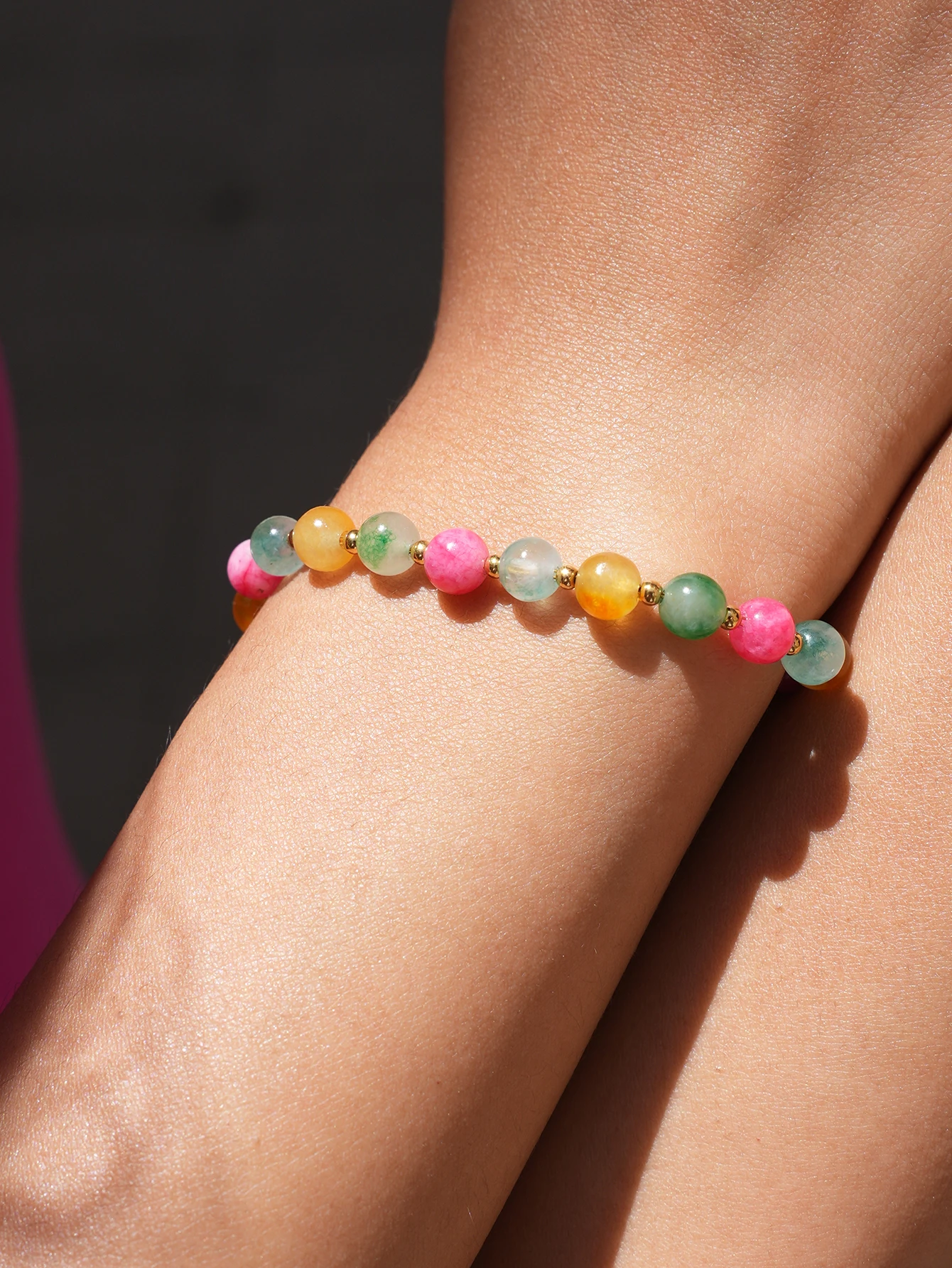 Gemstone Beaded Bracelet for Women Sunlight Color-changing Bracelet Natural Stone Surfer Beach Photochromic Choker Jewelry Gift