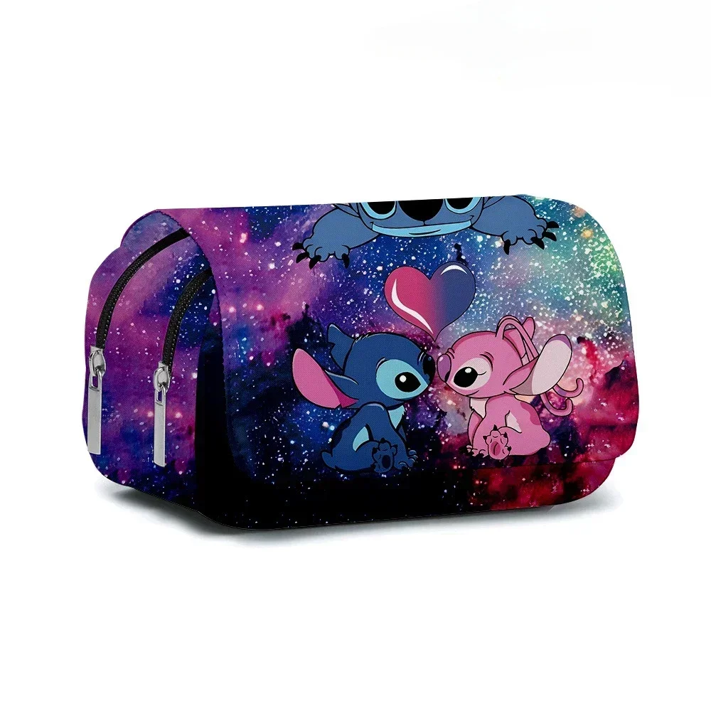 MINISO Disney  Stitch Fully Printed Flap Pen Bag Stationery Box Pencil Case Primary and Secondary School Girls Anime Kawaii