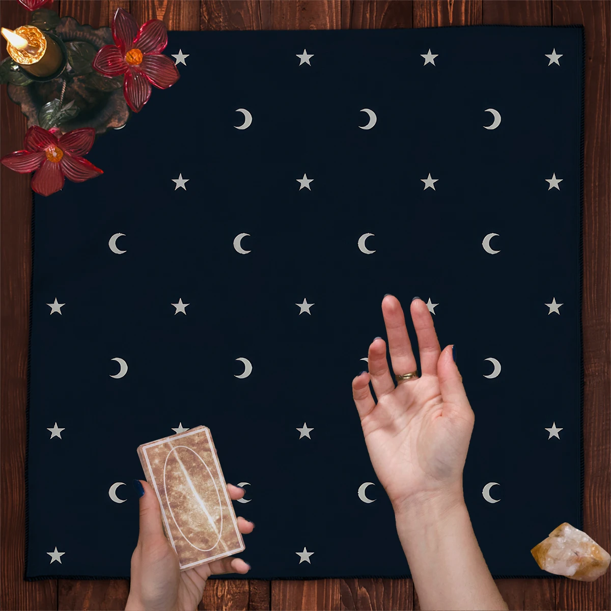 Nappe de Divination Constellation d'astrologie, tissu d'autel, lune et étoiles, couverture de Table de cartes de Tarot, Wicca pour décor de tapis de Tarot de sorcière